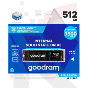 SSD interne Goodram PX500 512 Go M.2 2280 NVMe PCIe 3.0 jusqu’à 3500 MB/s