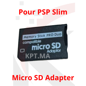 Adaptateur de carte mémoire Micro SD vers Memory Stick PRO Duo noir compatible pour console portable Sony PSP Slim et Fat